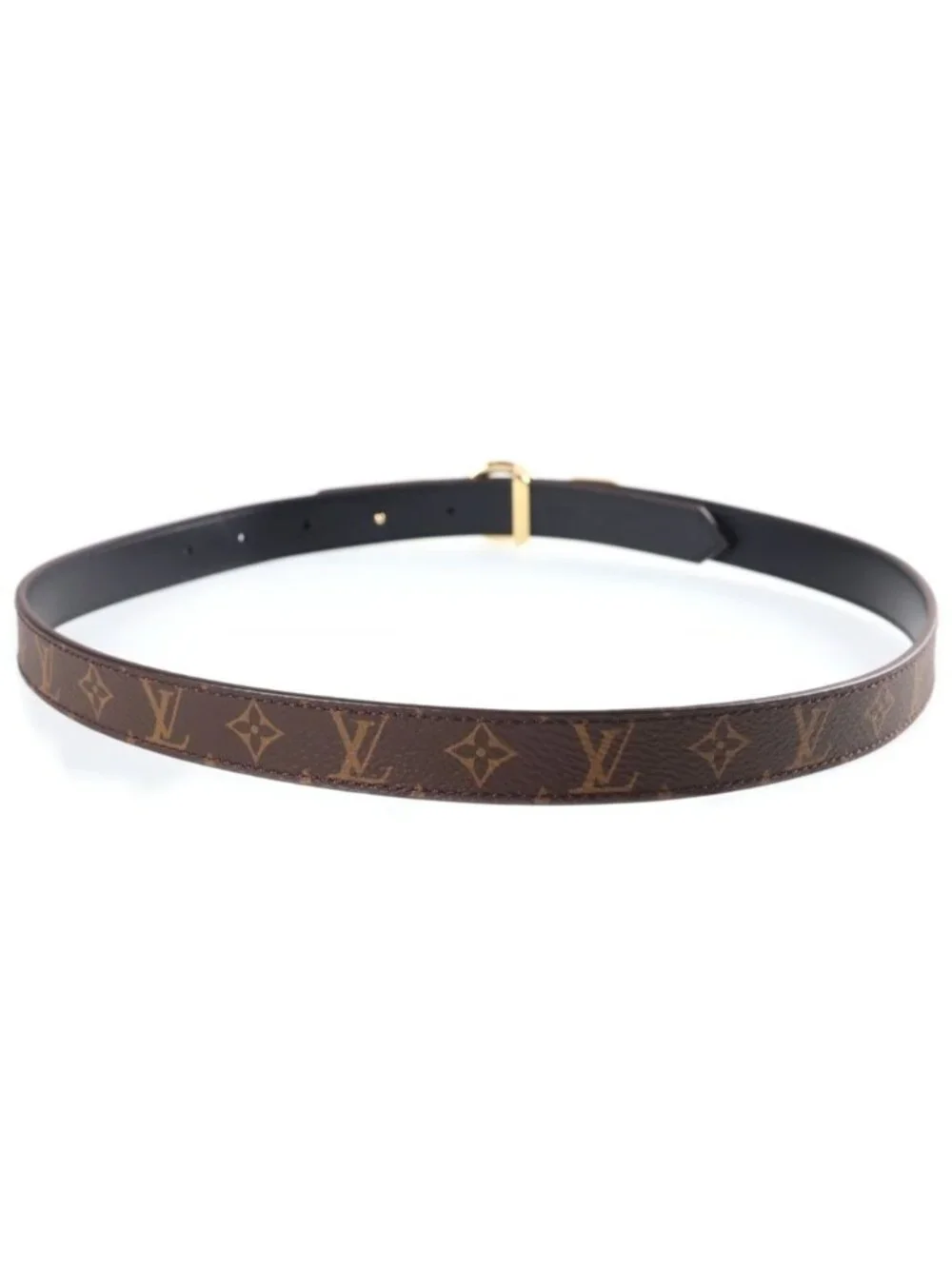 Louis Vuitton Belt LV Circle Prime 20 Reversible Leather Brown Black 75/30 Gold